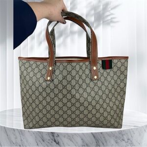 Gucci Web loop tote coated canvas